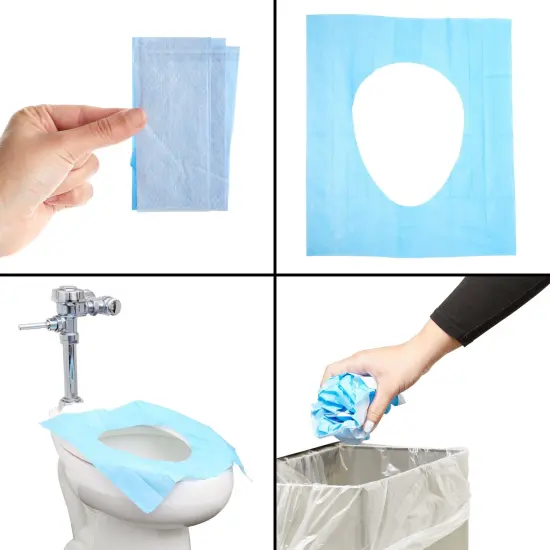 Juvale 50-Pack Disposable Toilet Seat Covers for Adults - Individually Wrapped Paper Flushable Liners for Bathroom and Travel Blue {6}