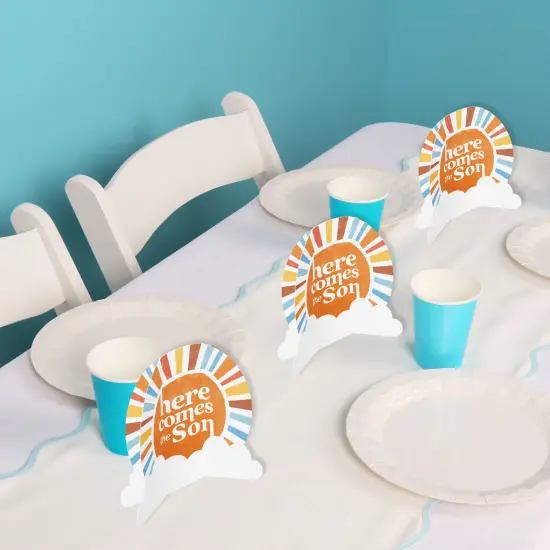 Big Dot of Happiness 3D Here Comes the Son Centerpiece Table Decorations, Freestanding Boy Boho Baby Shower Decor, Retro Party Centerpieces - 8 Count {6}