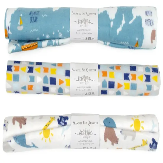 Fabric Editions Little Feet Flannel Assortment 18"X21" PDQ-11 Each Of 3 Designs - Adventure {4}