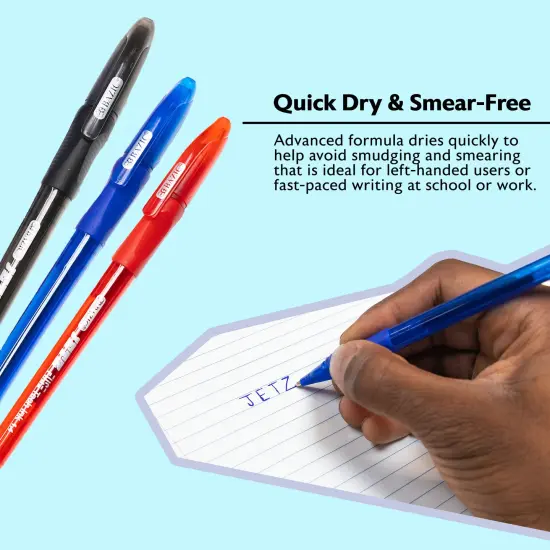 BAZIC Jetz 1.4 mm Tip Asst. Color FUSE Tech Ink Pen w/ Cushion Grip (5/Pack) {9}