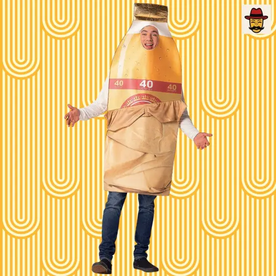 Brown Bag Bottle Costume Beverage Foam Tunic Photo Print Funny Adult Halloween Party Outfit {2}