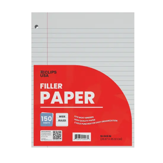 Wide-Ruled Filler Paper White &ndash; 150 Sheets &ndash; 36 Packs {1}