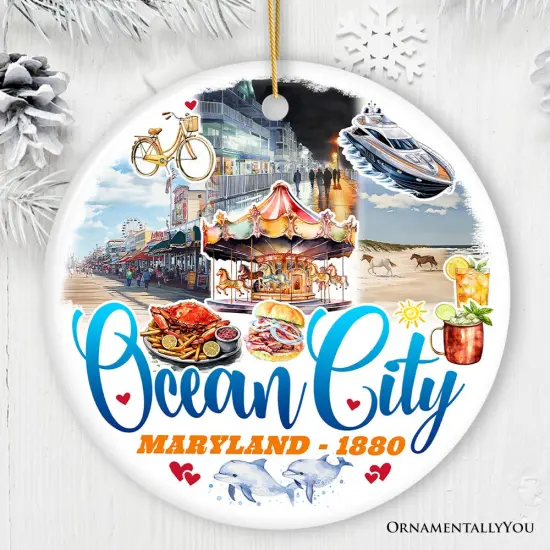 Ocean City Ceramic Ornament, Maryland Coastal Themes Christmas Decoration and Gift {5}