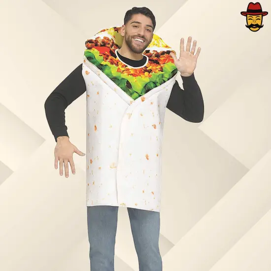Adults Multicolor Burrito Costume Realistic Food Tunic Funny Halloween Party Outfit {2}
