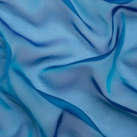 1 Yard Iridescent Silk Voile Chiffon Turquoise Royal Blue Fabric Perfect for Evening Gowns , 54 Inches Wide {1}