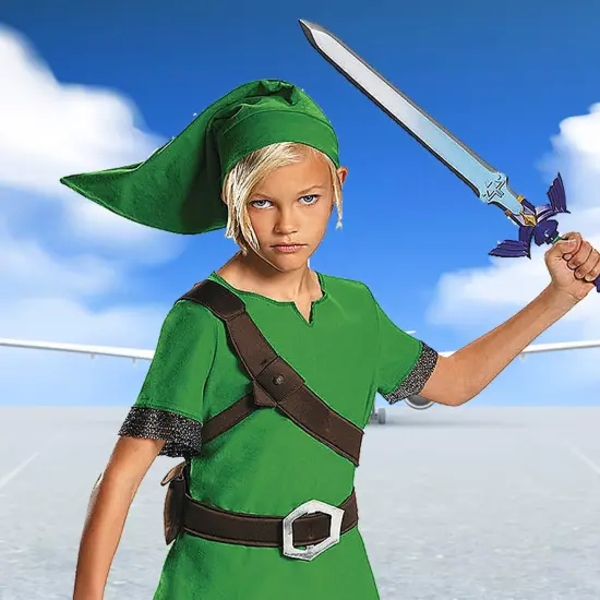 Boys Link Costume from The Legend of Zelda Green Tunic and Hat Set {5}