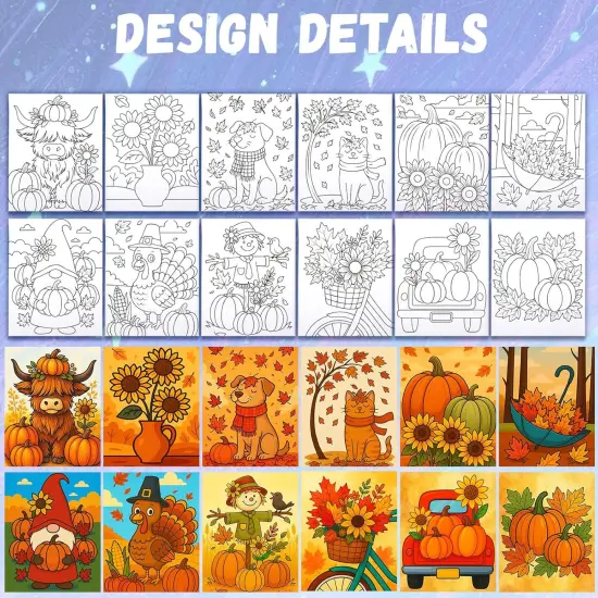 12Pcs Pre Drawn Canvas Boards 8x10 Sip(Autumn) {5}