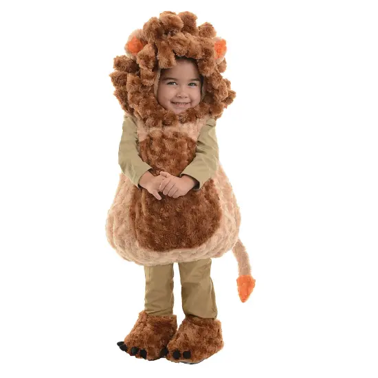 Lion Toddler Costume Plush Swirl Fur with Hood and Shoe Covers {1}
