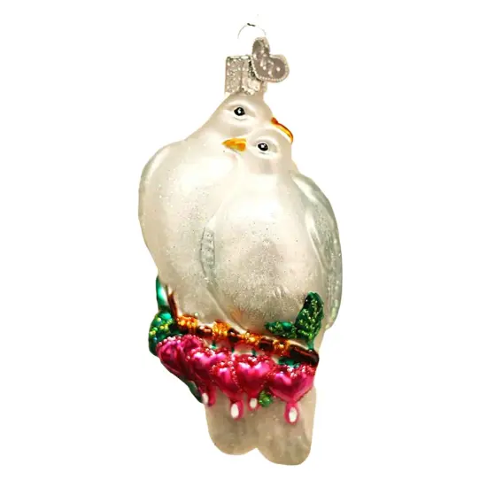 Old World Christmas 4.5 Inch Love Birds Tree Ornament , Doves Sacred Symbol Peace White {1}