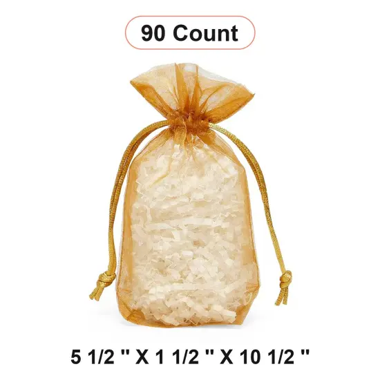 Flat Bottom Organza Bags 5 1/2 '' X 1 1/2 '' X 10 1/2 '' for Holiday Favors Old Gold {1}