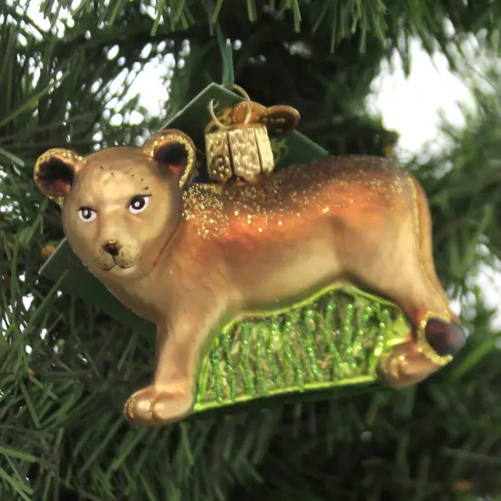 Old World Christmas 2.0 Inch Lion Cub Tree Ornament , Ornament Playful Cat Brown {3}