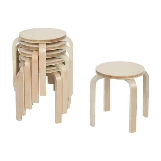 Bentwood Stackable Stools, Classroom Furniture, 6-Piece Natural {1}