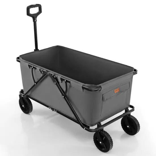 Metal Folding Utility Wagon Cart with Adjustable Handle and Wheels Grey {8}
