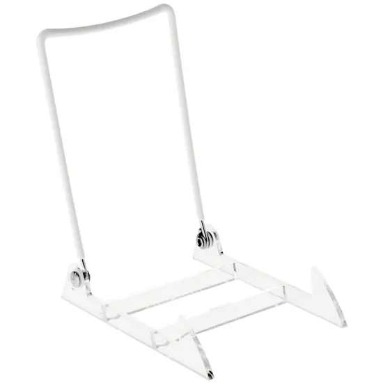 Gibson Holders 4PL Adjustable White Wire and Clear Acrylic Display Easel, 3.875" W x 5.375" D x 6.25" H {1}