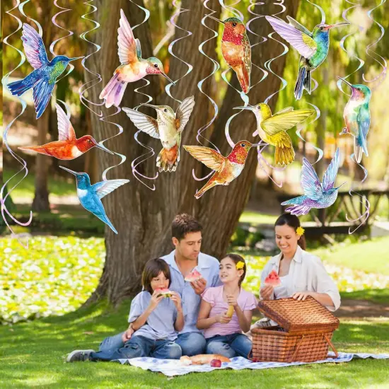 Hummingbird Hanging Swirls 20Pcs Hummingbird Birthday Decorations Hummingbird Ceiling Decor Tropical Bird Party Hanging Streamer for Summer Flying Birds Baby Shower Supplies {4}