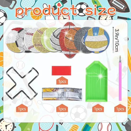 10 Pcs Balls Shaped Diamond Painting Coasters Kits {2}