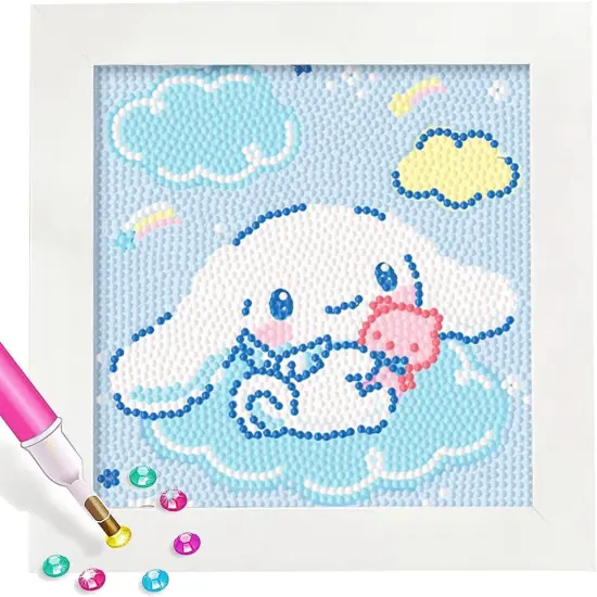Cute 5D Diamond Art Kits with Wooden Frame,(Big Ear) {1}