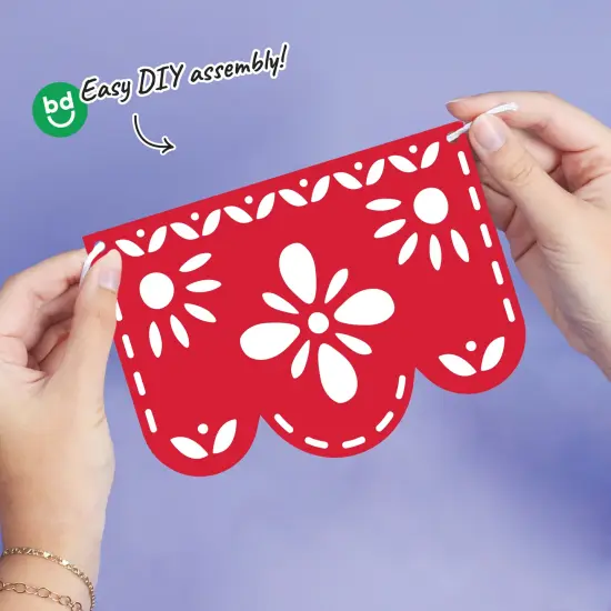 Big Dot of Happiness Let's Fiesta Garland Banner, Mexican Fiesta Party Decorations, 30 Feet of Cord, 15 Double-Sided Colorful Paper Picado Banner Shapes {4}