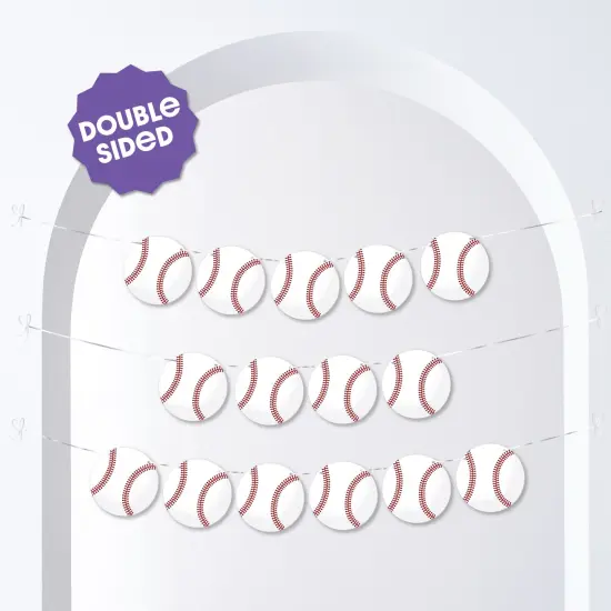 Big Dot of Happiness Baseball Garland Banner, Sports Birthday Party or Baby Shower Decorations Banner, 30 Feet of Cord, 15 Double-Sided Baseballs {3}