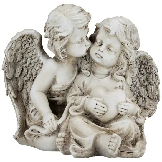 Northlight Double Cherubs with Heart Statue - 9" Beige {3}