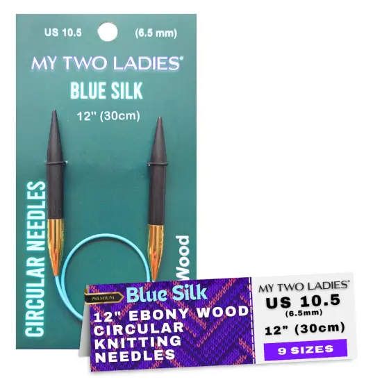 Blue Silk | 12" Circular Knitting Needles | Ebony | 9 Sizes {1}