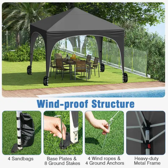 10 X 10 FT Pop up Canopy Tent with 4 Removable Sidewall Grey {2}