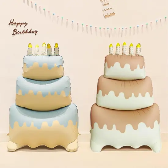 Birthday Cake Foil Standing Balloons - Caramel Cake {3}