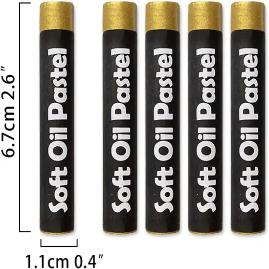 Soft Oil Pastels Set of 5 Single Colors,Non Toxic,Soft Texture Vibrant and Creamy Oil Crayons Pastels Art Supplies For Professional Artists Beginners Drawing.Gold {3}