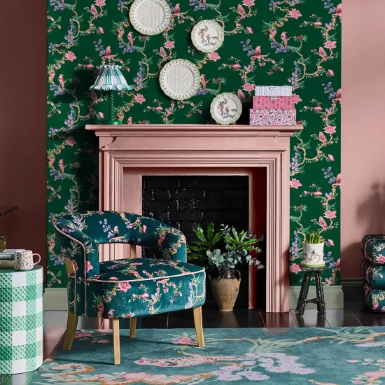 Cath Kidston Birds & Berries Emerald Wallpaper {1}