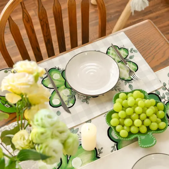 Artoid Mode Bufflao Plaid Shamrock St. Patrick's Day Placemats Set of 4, 12x18 Inch Seasonal Spring Table Mats for Party Kitchen Dining Decoration {4}