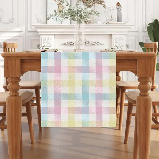 Linen Buffalo Check Plaid Spring Table Runner 72 Inches Long Farmhouse Spring Summer Easter Table Decoration for Home Kitchen Dining Room {2}