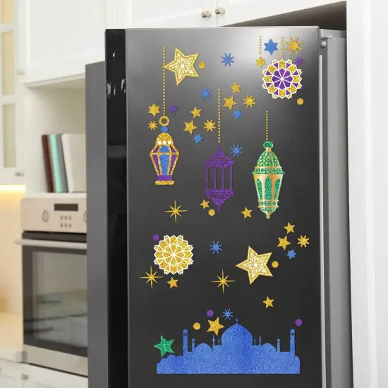 Ramadan Mubarak Window Clings Eid Mubarak Window Stickers Party Supplies Decorations Muslim Happiness Ramadan Eid al-Fitr Decor Kareem Cut-Out Decals {4}