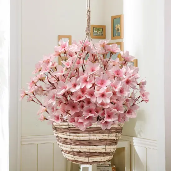 6PCS Artificial Cherry Blossom Flowers, Pink Faux Peach Blossom Branches Stems Silk Fake Flowers 15.7&rsquo;&rsquo; for Home Kitchen Wedding Party DIY Garden Decorations {5}