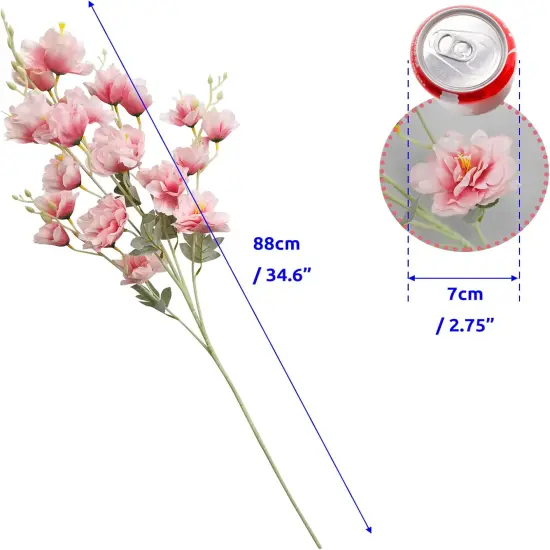 2 Pack Artificial Flower Bouquet,Long Stem Silk Peony,Fake Spring Flowers with 40 Flower Heads,for Bridal Wedding Home Party Festival Floral Arrangements Decoration(Champagne & Pink) {3}