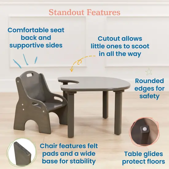 Little Learner Table and Chair Set, Kids Furniture Grey Wash {4}