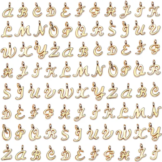 156Pcs/6 Sets Gold Letter Charms with 200Pcs Open Jump Rings for Jewelry Making, Alphabet A-Z Pendants for DIY Bracelet Necklace Craft Projects {1}