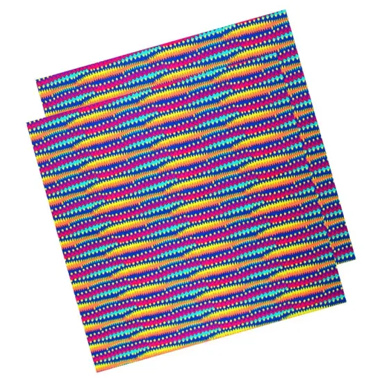Rainbow Multi Color Zig Zag Printed Spandex {5}