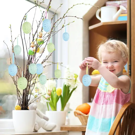 40 Pcs Easter Eggs Artificial Speckled Foam Eggs Pastel Green Blue Decorative Eggs 2.1" for Neutral Spring Easter Table Decor Bowl Basket Filler DIY Wreath Party Favor {2}