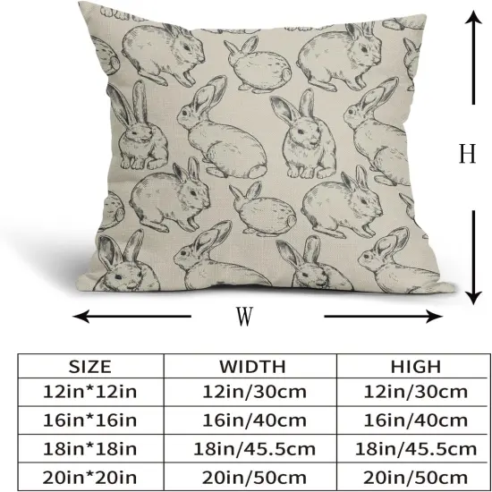Black Easter Pillow Covers 18x18 Set of 2 Cute Bunny Rabbit Easter Themed Print Decorative Outdoor Throw Pillows {5}