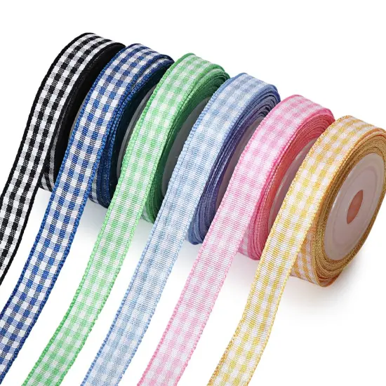 SOFIRE Gingham Ribbon for Gift Wrapping, Plaid Buffalo Ribbon 3/8 Inch Wide 6 Rolls 30 Yards Checkered Ribbon for Crafts {1}