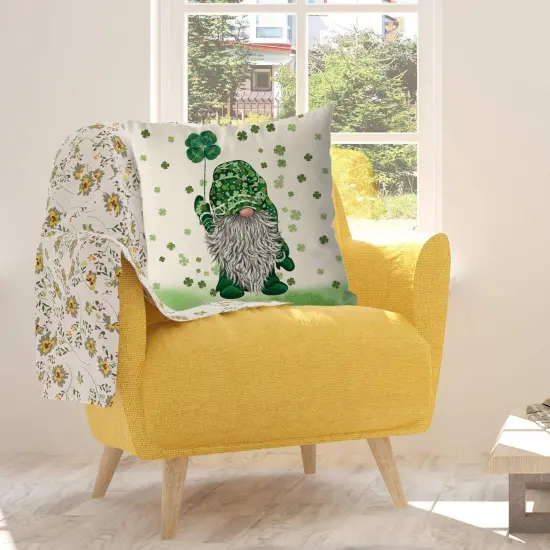 St Patricks Day Pillow Covers 18x18 Inch Gnome Shamrocks Welcome Green Home Sofa Decor Pillowcase Happy St. Patrick's Day Throw Pillows Living Room Bedroom Decorations Cushion Cases {6}
