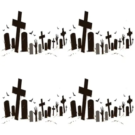 Graveyard Halloween Edible Image cake border 2 Strips per sheet 3.5x10.5 inchs {1}