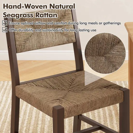 Wooden Dining Chair Set of 2 for Kitchen Dining Room-Brown {6}