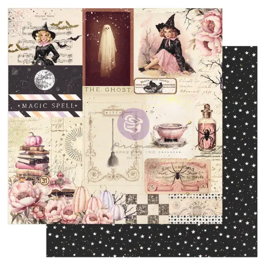 Magic Spell Collection 12x12 Sheet - White Moon - 10 sheet 12"x12" w foil details paper {1}