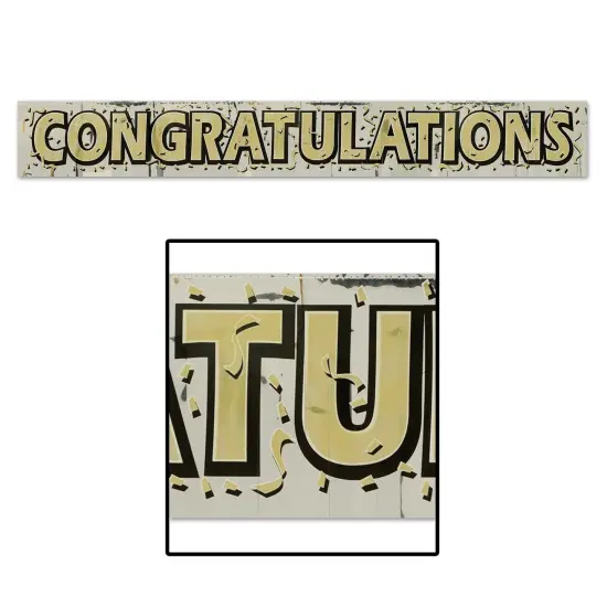 12 Pack Bulk Metallic Congratulations Graduation Party Fringe Banner {1}