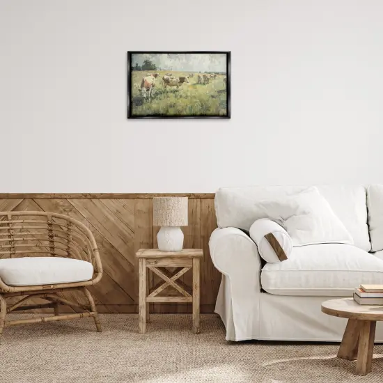 Stupell Industries Roaming Cows in Grasslands Floater Framed Canvas Wall Art Design by LSR Design Studio {2}