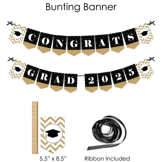Big Dot of Happiness 2025 Gold Graduation Party Supplies - 387 Piece Decoration Kit - Fundle Bundle {4}