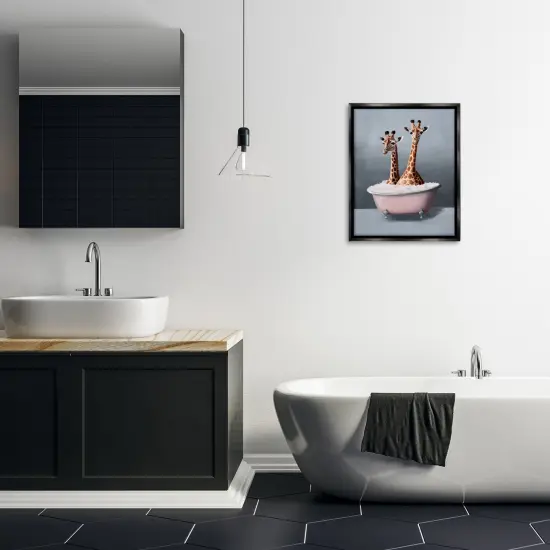 Stupell Industries Giraffe Pair in Tub Floater Framed Canvas Wall Art Design by Svetlana Aleynikova {2}