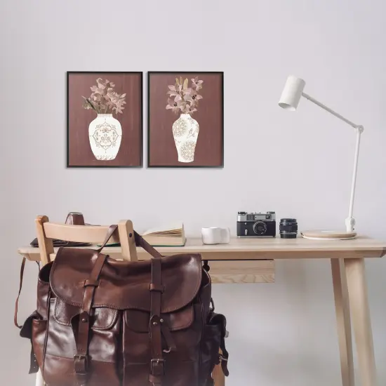 Stupell Industries Rustic Boho Bouquets 2pc Framed Giclee Wall Art Set Design by Janet Tava {8}