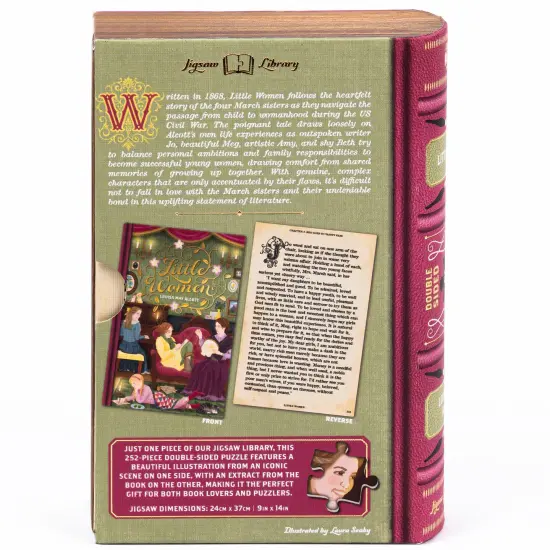 Professor Puzzle: Jigsaw Library - Little Women - 252 Piece Double-Sided Puzzle, Illustrated Book Scene, 19.4x14.5", Collectible Book Shaped Box {3}